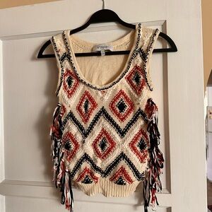 Derek Lam Cream and Red Knit Tank Top